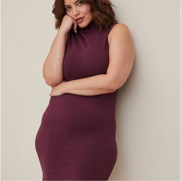 Torrid Mini Foxy Mock Neck Bodycon Dress Wine Color Women’s Size 1X (14-16) - Picture 1 of 11